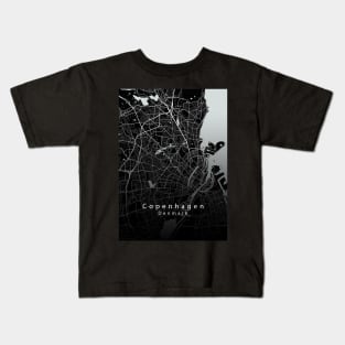 Copenhagen Denmark City Map dark Kids T-Shirt